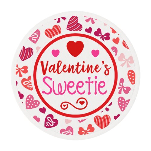Red Pink Valentines Sweetie Cupcake Cookie Edible Frosting Rounds