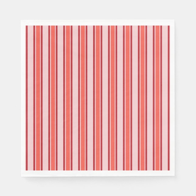 Red Pink Vertical Stripe Pattern Napkins (Front)