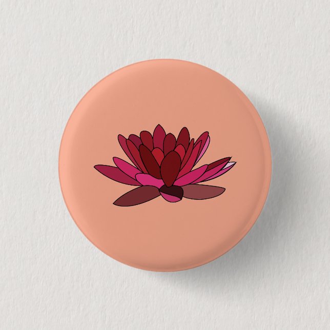 Red Pink Water Lily  Button (Front)