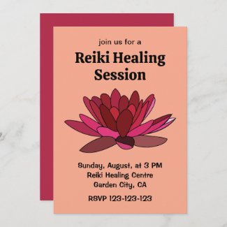 Red Pink Water Lily Invitation