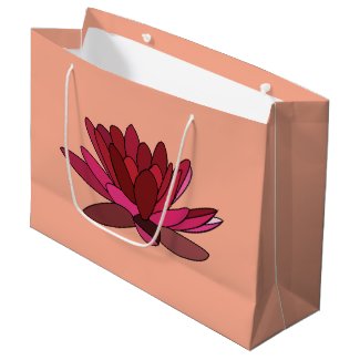 Red Pink Water Lily Large Gift Bag