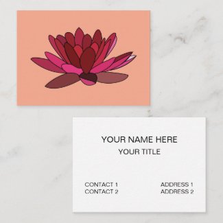 Red Pink Water Lily Reiki Healing Business Card