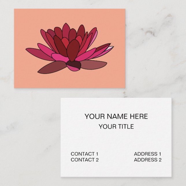 Red Pink Water Lily Reiki Healing Business Card (Front/Back)