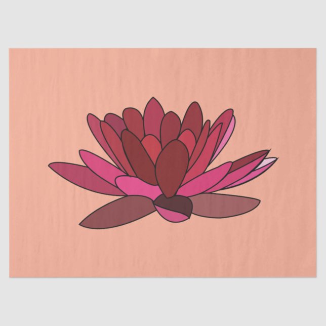 Red Pink Water Lily Tissue Paper (Front)