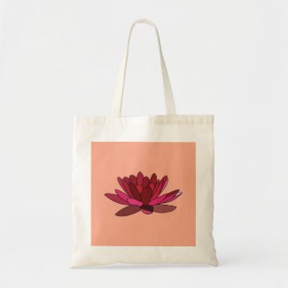 Red Pink Water Lily  Tote Bag