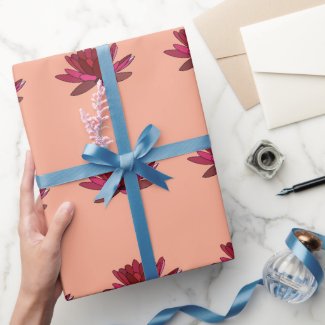 Red Pink Water Lily Wrapping Paper