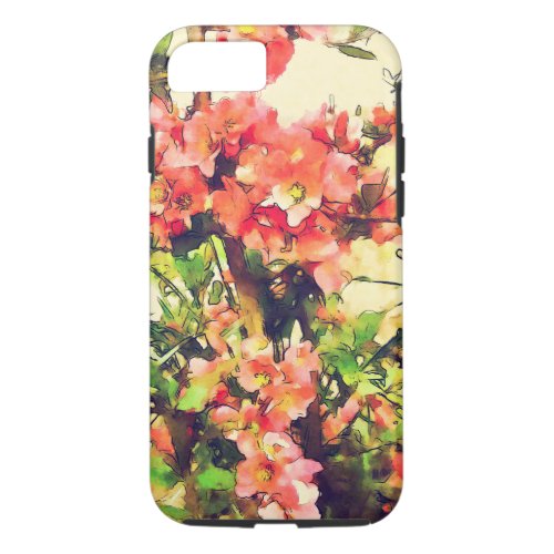 Red Pink Watercolor Floral Pattern 1 iPhone 87 Case