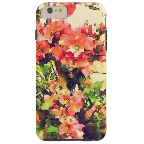 Red Pink Watercolor Floral Pattern 1 Tough iPhone 6 Plus Case