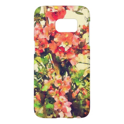 Red Pink Watercolor Floral Pattern 1 Samsung Galaxy S7 Case