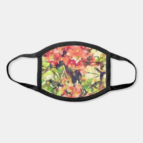 Red Pink Watercolor Floral Pattern 1 Face Mask