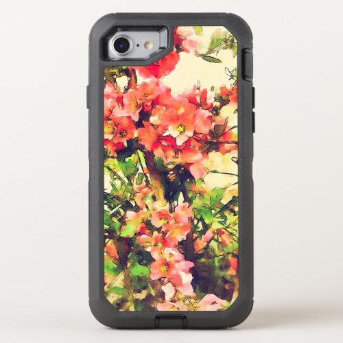 Red Pink Watercolor Floral Pattern 1 OtterBox Defender iPhone SE87 Case