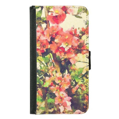 Red Pink Watercolor Floral Pattern 1 Samsung Galaxy S5 Wallet Case