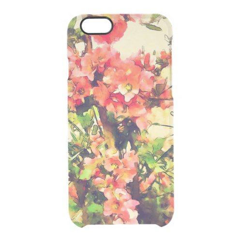 Red Pink Watercolor Floral Pattern 1 Clear iPhone 66S Case