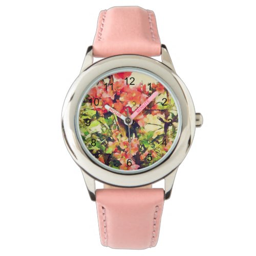 Red Pink Watercolor Floral Pattern 1 Watch