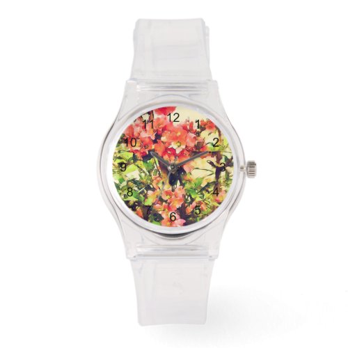 Red Pink Watercolor Floral Pattern 1 Watch