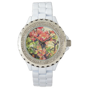 Red Pink Watercolor Floral Pattern 1 Watch