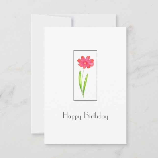 Red, Pink Watercolor Flower Card (Front)