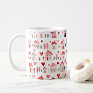 Red Pink Watercolor Housewarming Coffee Mug
