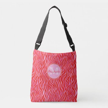 Red & Pink Watercolor Zebra Print | Monogrammed
