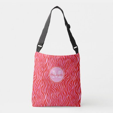 Red & Pink Watercolor Zebra Print | Monogrammed