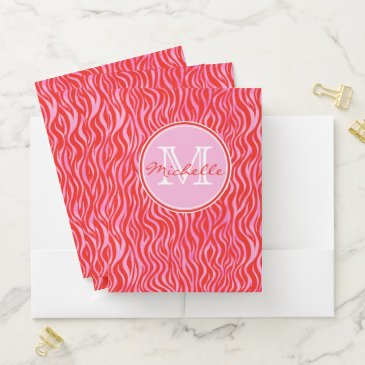 Red & Pink Watercolor Zebra Print | Monogrammed 