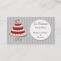 red pink Wedding Cake makers business Cards
