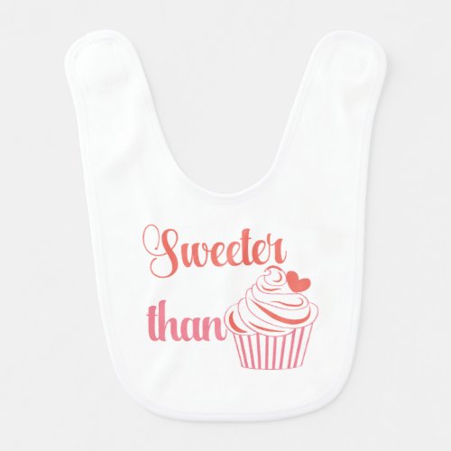 Red Pink White Cupcake Food Muffin Baby Bib