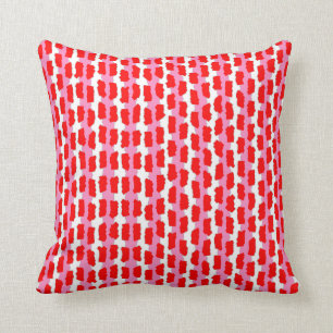 Red Pink White Dashed Abstract Stripe Pattern Throw Pillow