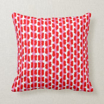 Red Pink White Dashed Abstract Stripe Pattern Throw Pillow by Flissitations at Zazzle
