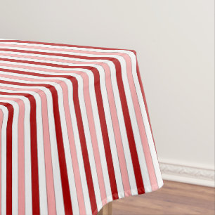 Red Pink & White Hand-Drawn Stripes Tablecloth