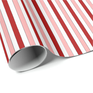 Red Pink White Hand-Drawn Stripes Wrapping Paper