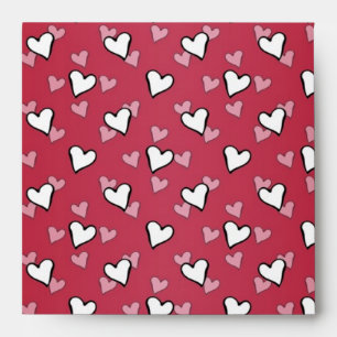 Red Pink White Heart Pattern Envelope