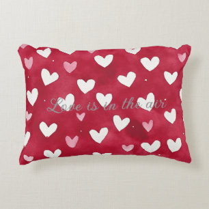 Red Pink White Hearts Accent Pillow