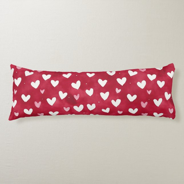 Red Pink White Hearts Body Pillow (Front)