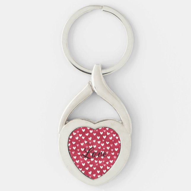 Red Pink White Hearts Keychain (Front)