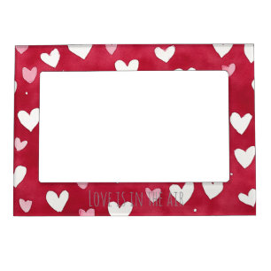 Red Pink White Hearts Magnetic Frame