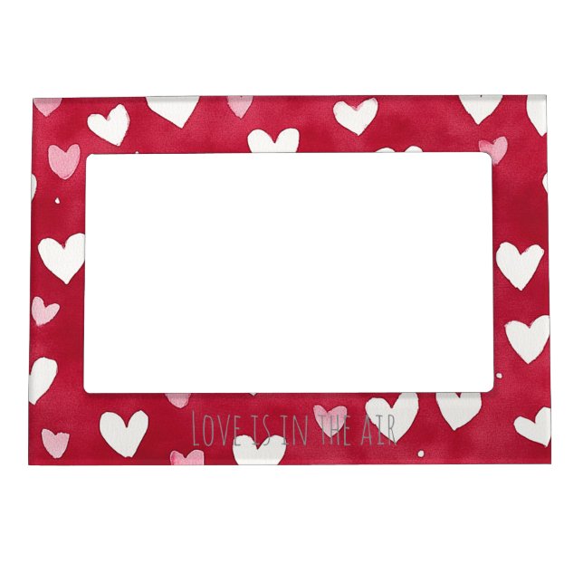 Red Pink White Hearts Magnetic Frame (Front)