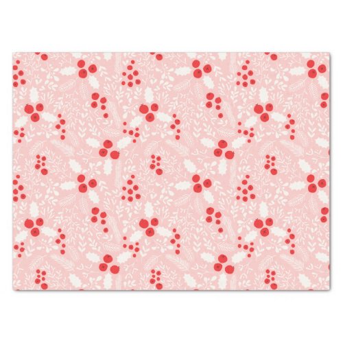 Red Pink White Holly Berries Mistletoe Christmas  Tissue Paper