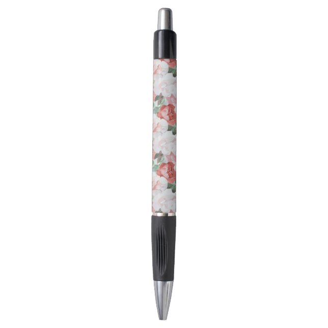 Red Pink White Roses Floral   Pen (Front Vertical)