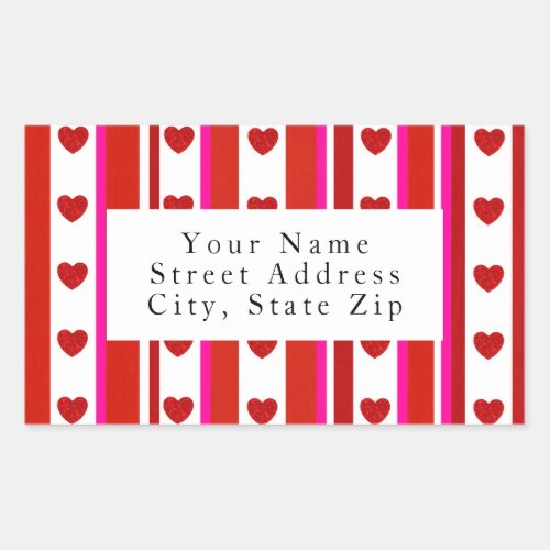 Red Pink White Stripes  Hearts Labels