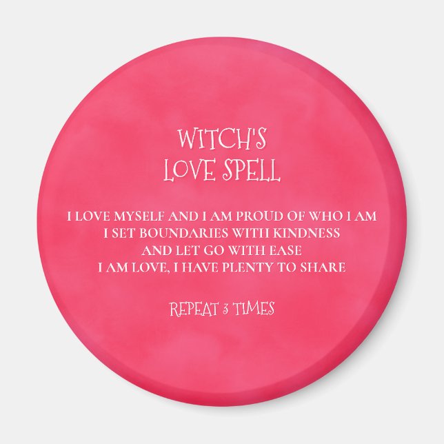 Red Pink Witch's Love Spell Magnet (Front)