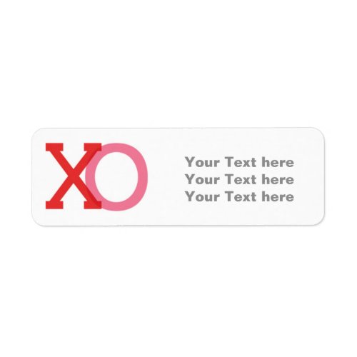 Red Pink XO Valentine Love Wedding Address Labels