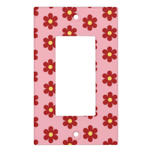 Red Pink Y2K Bold Wildflower Vibrant Retro Decor Light Switch Cover