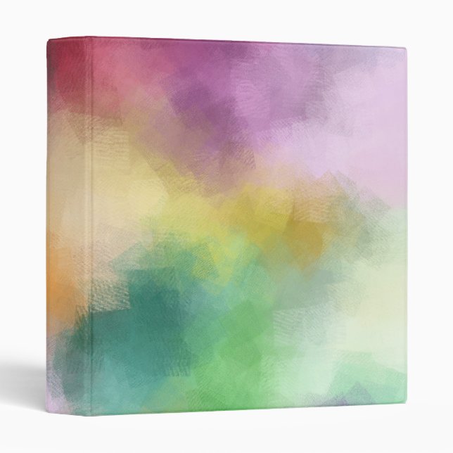 Red Pink Yellow Blue Purple Green Modern Abstract 3 Ring Binder (Front/Spine)