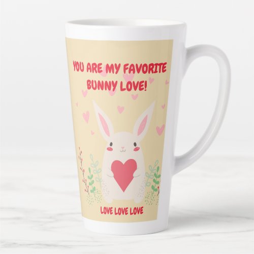 Red Pink You Are My Bunny Love Valentines Latte Mug