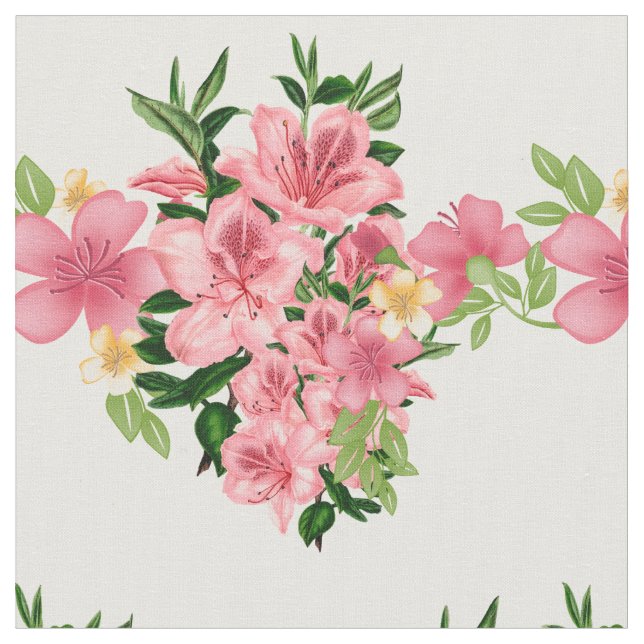 Red Pinkish Floral Seamless Pattern Fabric (Close Up)