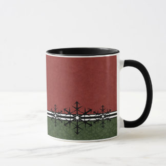 Red Pinstripe Holiday Snowflake Mug