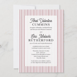 Red Pinstripe Rustic Bride's Parents Remarried Invitation