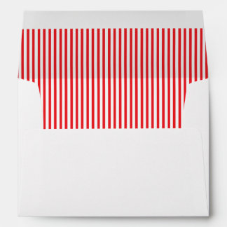 Red pinstriped lined envelope, circus stripes envelope