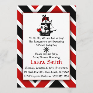 Red Pirate Baby Shower Invitation